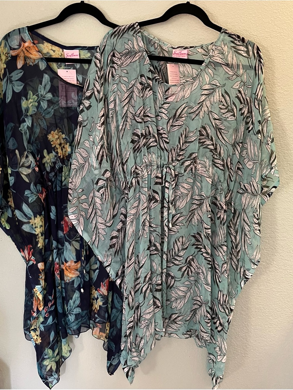Seafoam Leaf-Print Tunic Top by Sunflower (lot of 2)